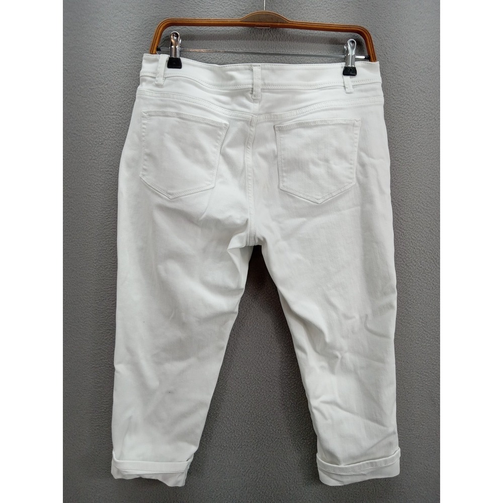 J. Jill Authentic Fit Cropped Jeans White Denim Sz 10 Petite Stretch Minimalist - Picture 5 of 11